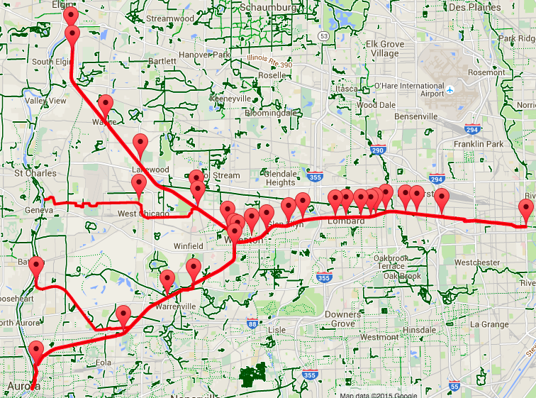 Illinois Prairie Path Map